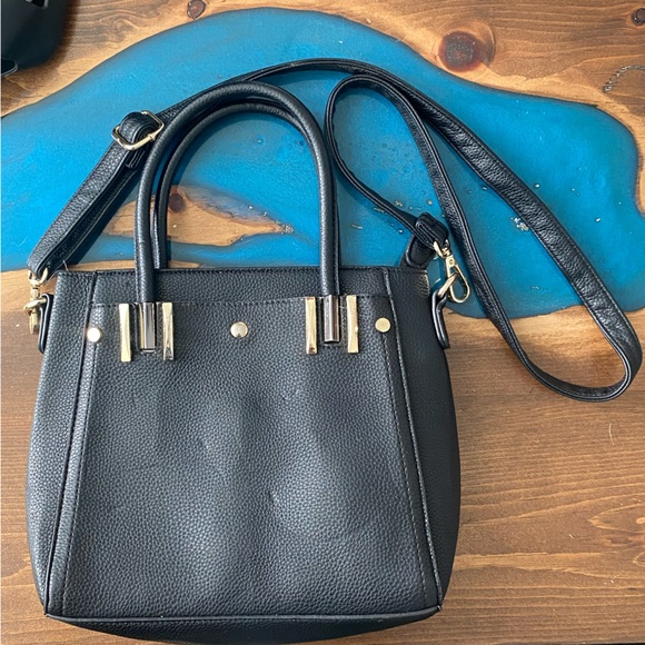 Black and Gold Leather Purse | 2-In-1 Purse Set - Picture 2 of 10